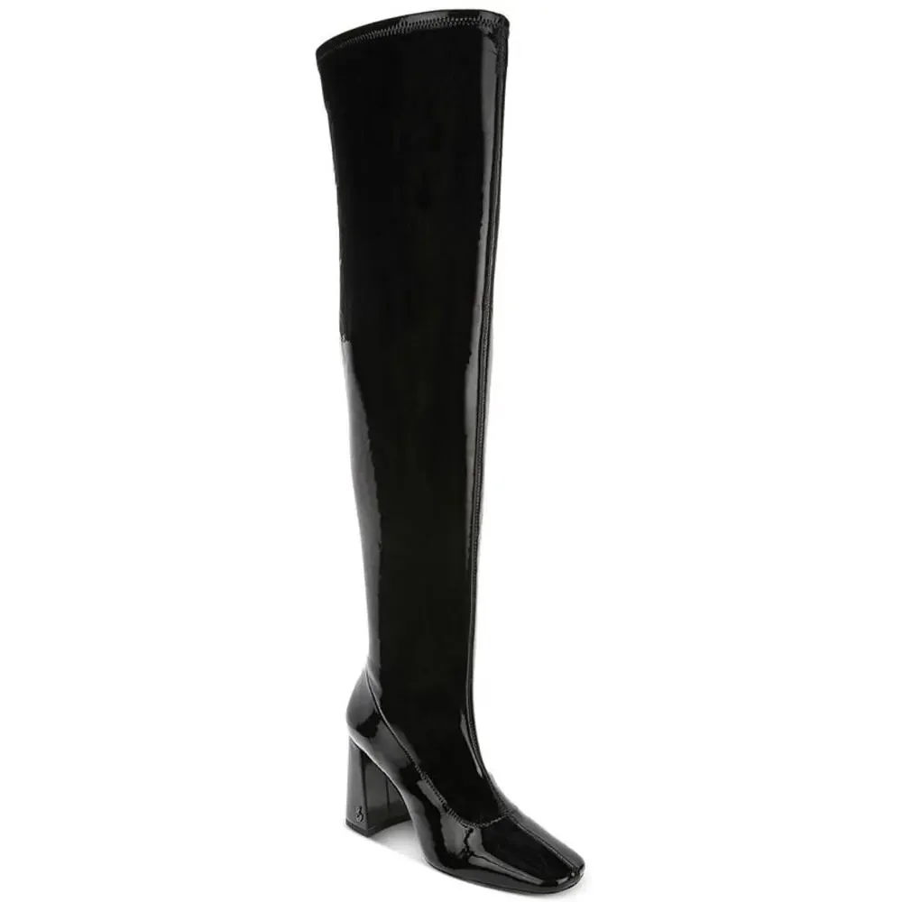 New Sam Edelman Cosette Over the Knee Boot in Black Patent Women's Size 7